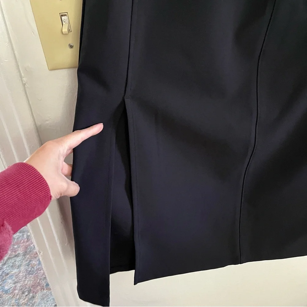 Athleta Stride Black Midi Skirt with Slits and Drawstring Waist - Picture 3 of 7